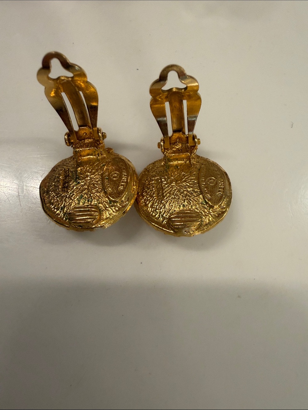 CHANEL Gold-Tone Round Logo Pearl Button Earrings - Picture 2 of 6